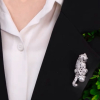 Natural Fresh Water Pearl Cat Brooch Pearl 9-10mm Round Stone Boxed with polish cloth Approximately 2 Inch Snow Leopard - 3