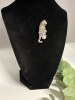 Natural Fresh Water Pearl Cat Brooch Pearl 9-10mm Round Stone Boxed with polish cloth Approximately 2 Inch Snow Leopard - 7