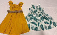 2 New 6Y Sized Girls Summer Dresses With a Belt measures 30"