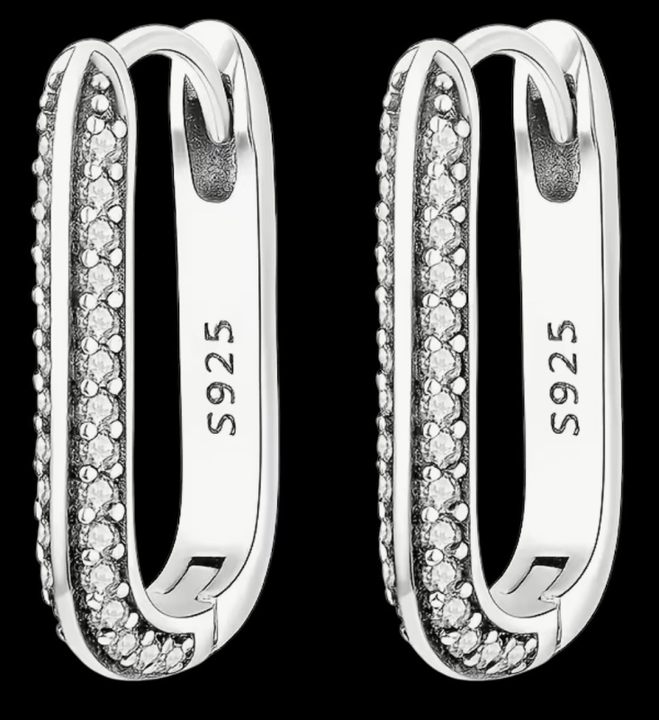 Pair of Elegant U-Shaped 925 Sterling Silver stamped Demure Hoop Earrings Approximately .95 inch