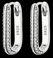 Pair of Elegant U-Shaped 925 Sterling Silver stamped Demure Hoop Earrings Approximately .95 inch