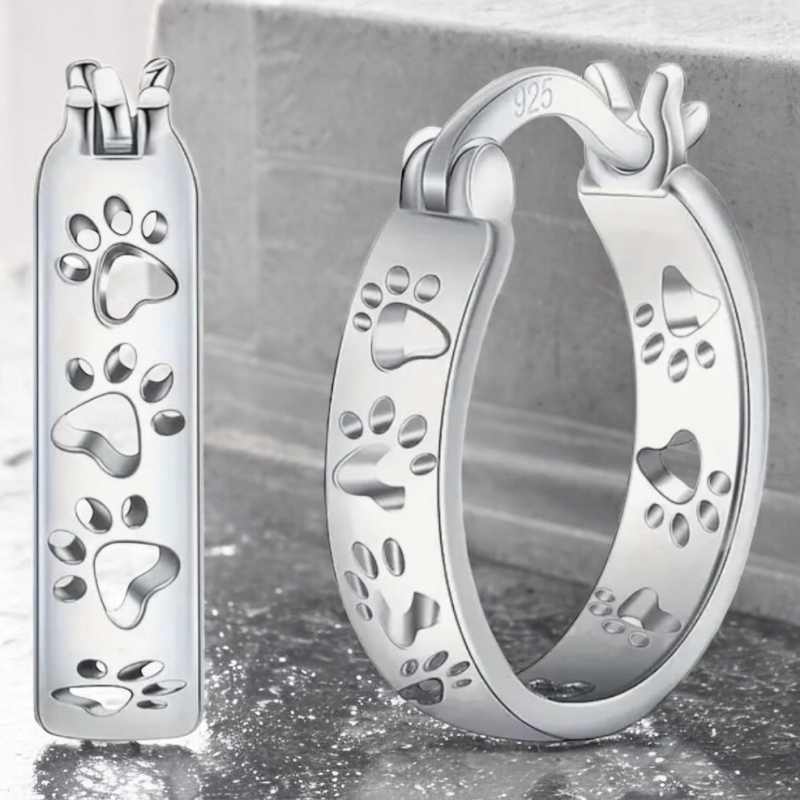 925 Sterling Silver Cat Paw Earrings Elegant & Simple Design Gold over Stamped Approximately .75 in drop