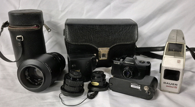 Pentax Auto 110 Camera with Case & Accessories + Takumar Lense 35mm +