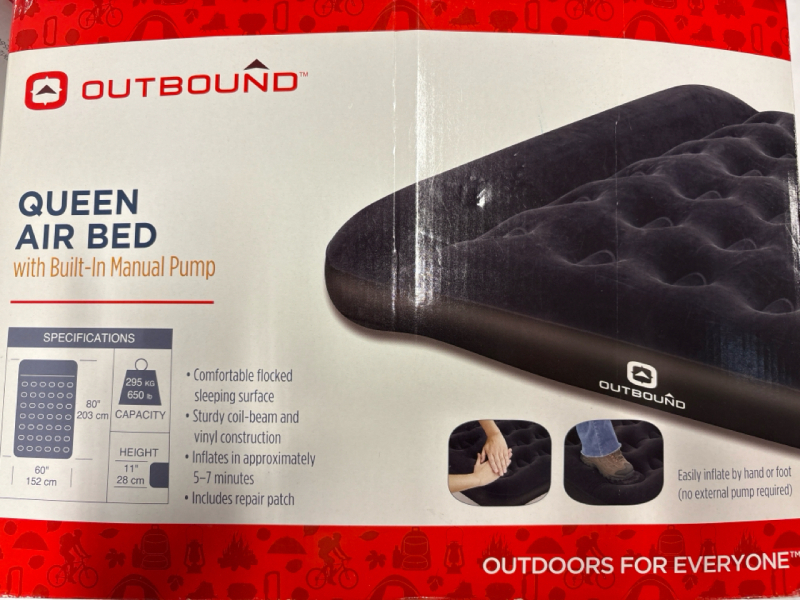 New Outbound Queen Air Bed with Manual pump| Stock Photos Added| Retail Price is over 50 CAD