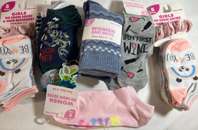 20 New Pairs of Kids & Women's Socks Assorted| Sizes in 1-7 For Girls| 4-10 for Ladies