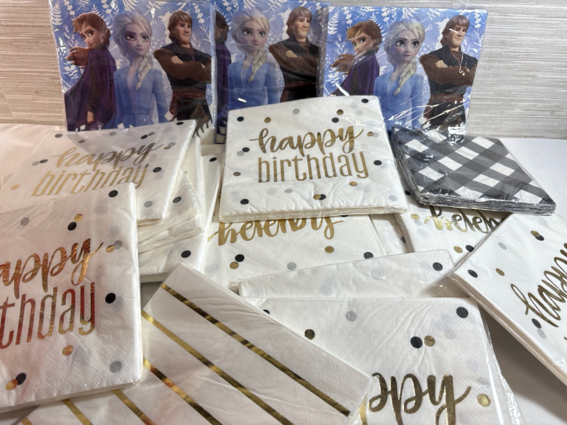 10+ New Assorted 16 Ct Party Napkin| 2 Ply & Measures 9" Each