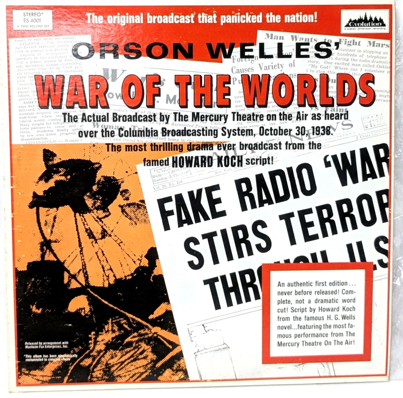 Vintage 1969 ORSON WELLS' War Of The Worlds : Stereo ES 4001 Two Record Set