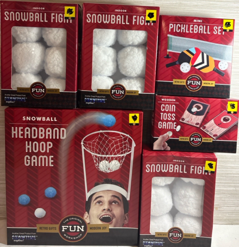 6 New The Original Fun Workshop Indoor Games lot| Includes snowball Fifgts and more
