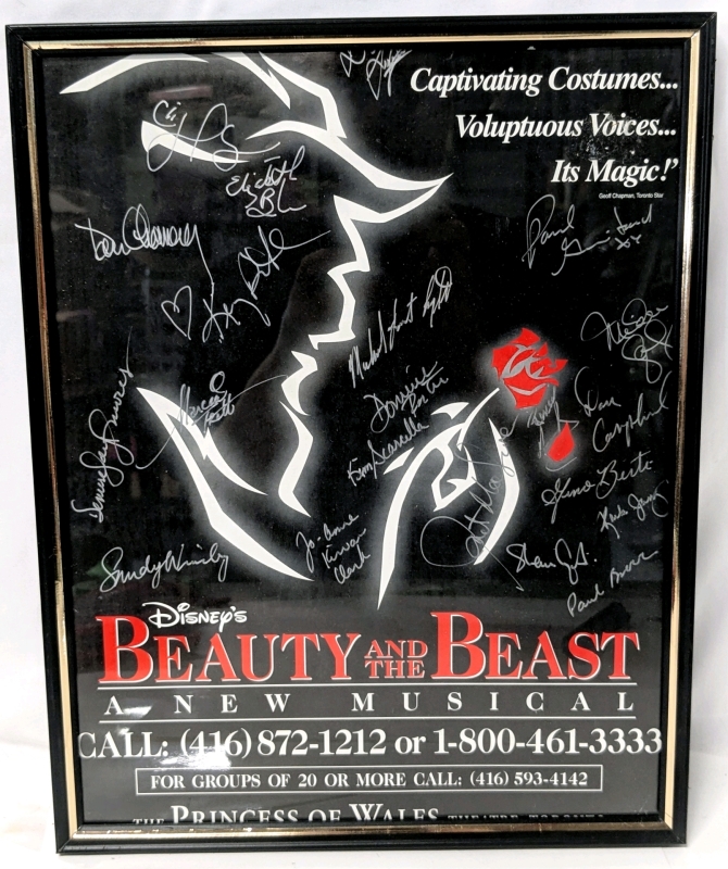 Vintage Undated Disney's Beauty and The Beast Musical Poster Signed by the Prince of Wales Theatre, Toronto Ontario - 11.25" &times; 14.15" (Folded)