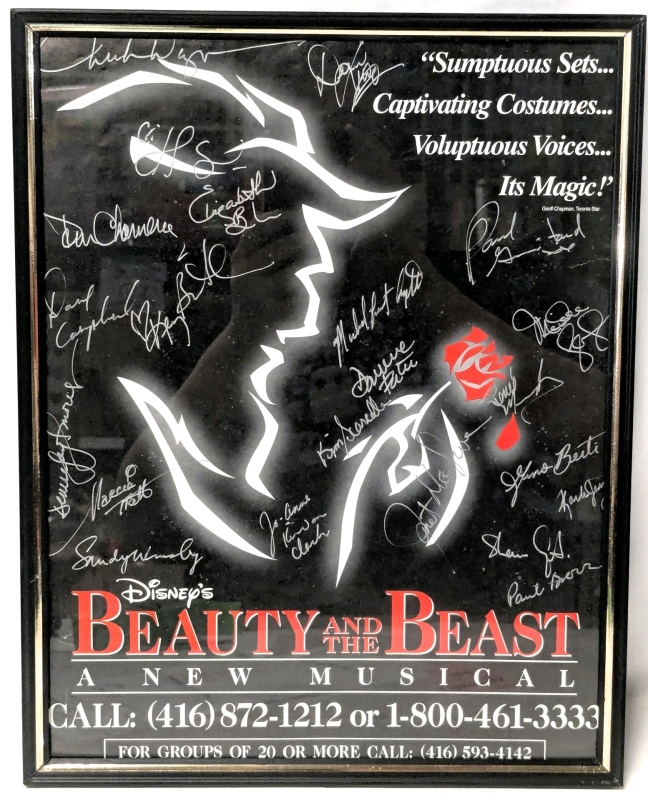 Vintage Undated Disney's Beauty and The Beast Musical Poster Signed by the Prince of Wales Theatre, Toronto Ontario - 11.25" &times; 14.15" (Folded)