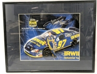 Framed Signed Autograph KURY BUSCH #97 2004 Nextel Cup Series Champion Sports Photo with COA on Back - 14.4" &times; 11.5"