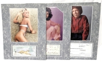 3 Vintage Signed Celebrity Cheques / Checks Mounted With Headshots : Linda Hunt, Lisa Hartman, Michele Lee (Farentino) : 2 Knott's Landing Stars! - 11" &times; 14" Each