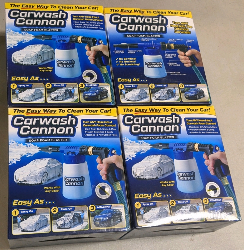 4 New CARWASH CANNON Soap Foam Blasters : Use Any Soap, Attaches To Any Garden Hose | $120 Retail Value!
