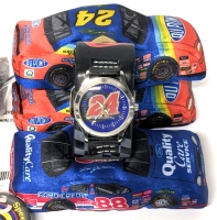Vintage NASCAR #24 Dale Gordon Analog Watch & 3 Speedie Beanie NASCAR Beanbag Cars (2 With Tags)