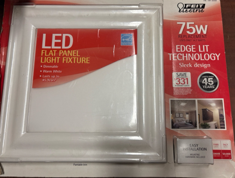New FEIT Electric 75w LED Flat Panel Light Fixture| Box Measures 20"