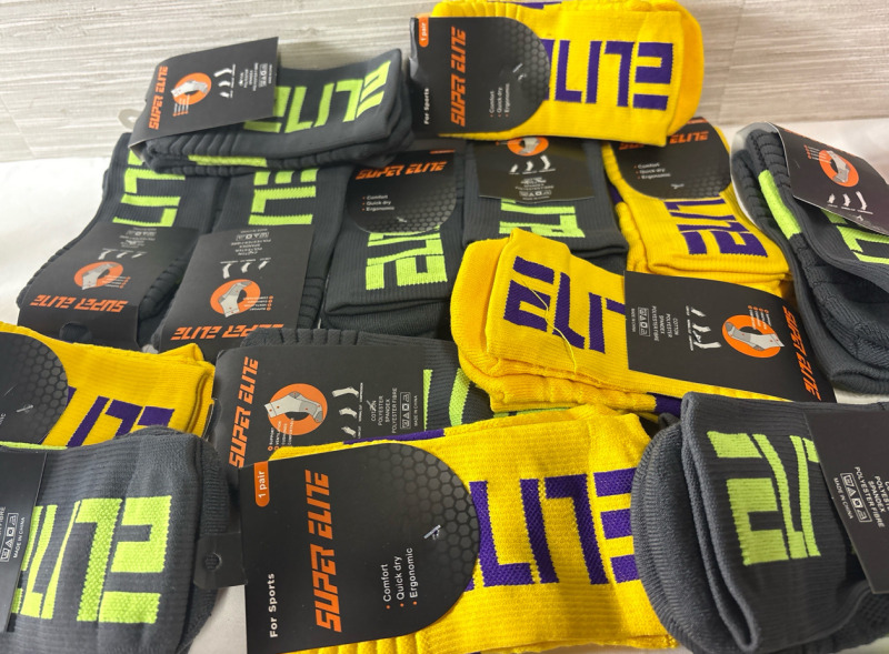 14 New Pairs of Super Elite Socks| Length Measures 13"