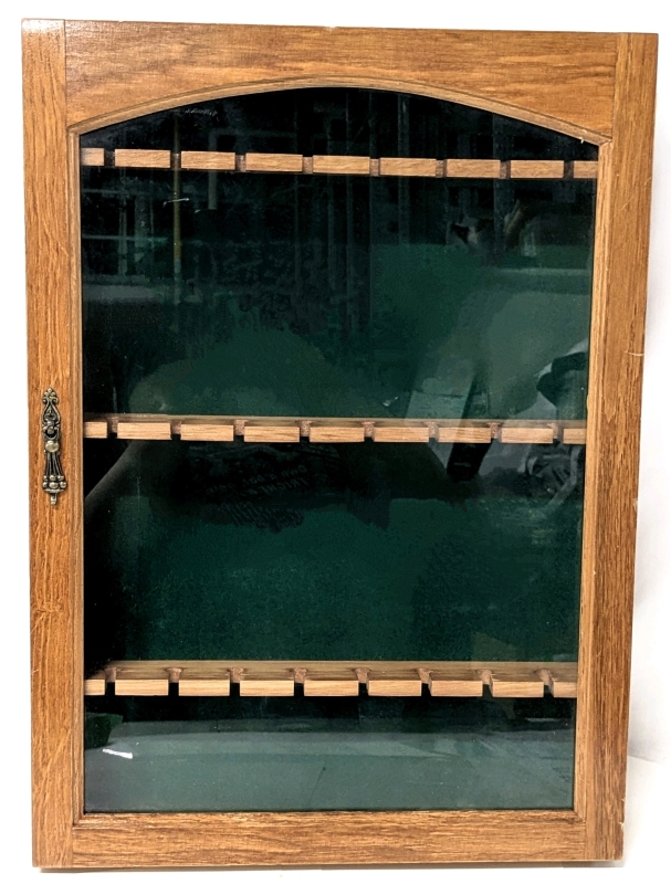 Vintage Wood & Glass Wall-Mounted Display Case - 13" &times; 18"