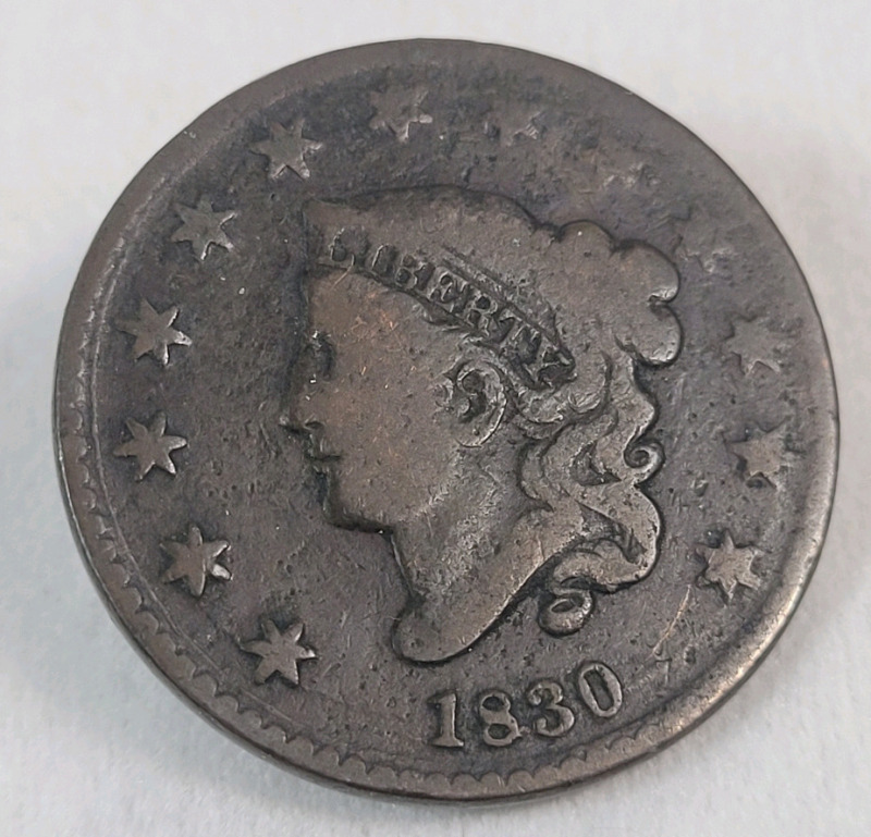 1830 USA Coronet Liberty Head Large One Cent Penny