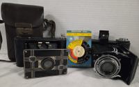 2 Vintage Compact Cameras | 1937 Kodak Jiffy Six-16 Series II folding camera & Zeiss Ikon Ikonta 521/2