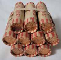Ten (10) Rolls 1964 Canadian Uncirculated One Cent Pennies