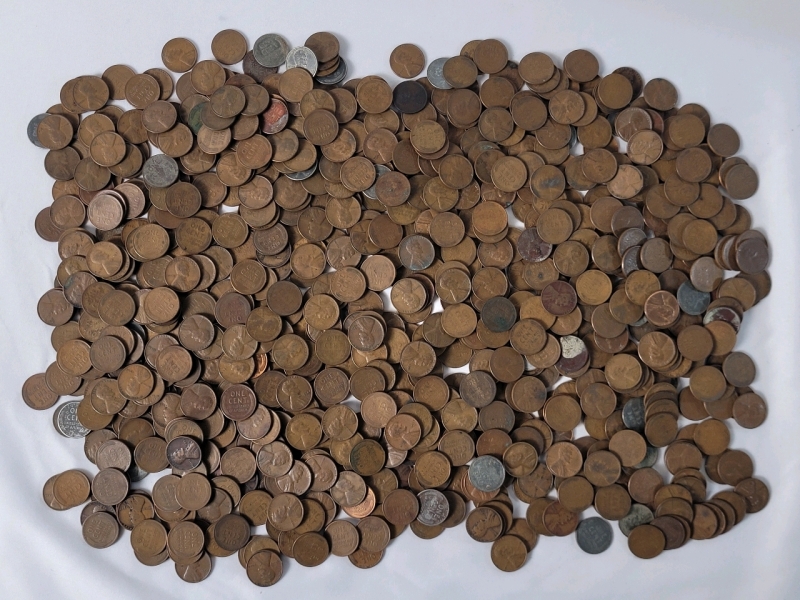 5+lbs USA Lincoln Wheat One Cent Pennies . Various Years & Condition