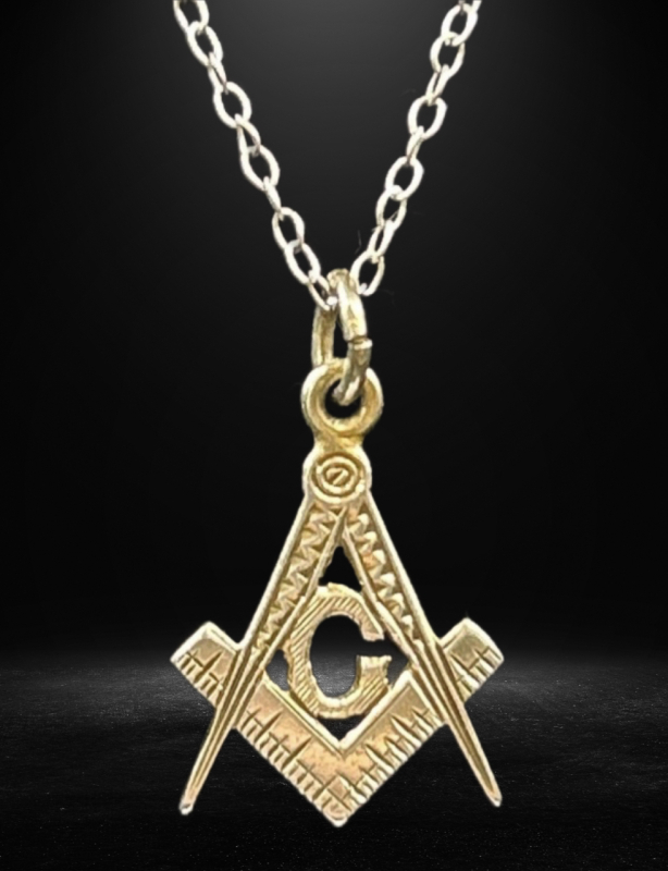 925 Sterling Silver Chain w/ Masonic Pendant Necklace Marked 925 Chain 18 inch Stamped Pendant 1.25 inch