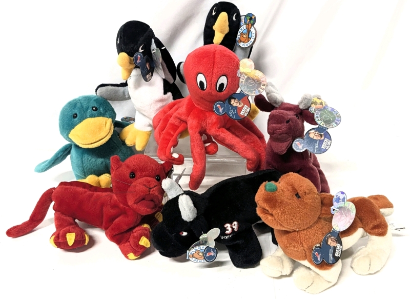 8 Vintage Numbered Limited Edition NHLPA Hockey Planet Plush Beanie Animal Toys With Tags (See Description For Contents) - Up to 6.5" Talk