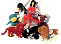8 Vintage Numbered Limited Edition NHLPA Hockey Planet Plush Beanie Animal Toys With Tags (See Description For Contents) - Up to 6.5" Talk