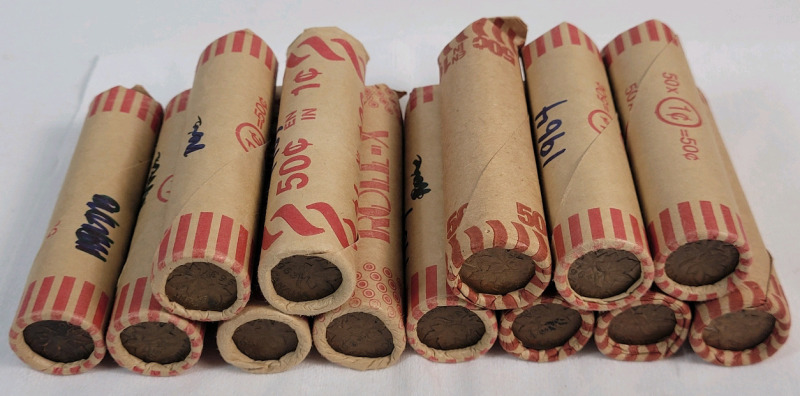 1963 & 1964 Canadian Uncirculated One Cent Penny Rolls . 1963 - Six (6) Rolls & 1964 - Seven (7) Rolls
