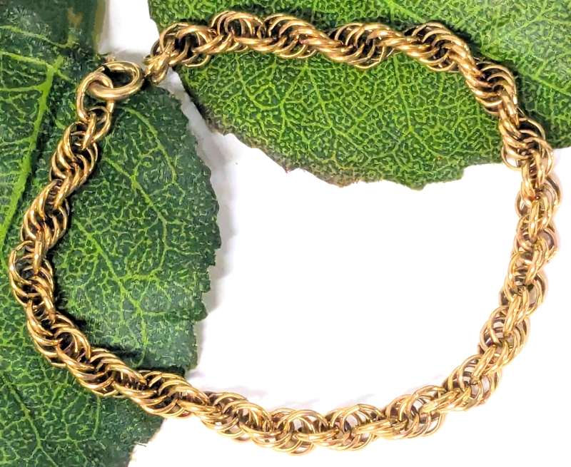 Vintage 12K Gold Filled Triple Link Charm Bracelet - 7.25" Long
