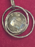 925 Sterling Silver RL Israel w/ Stone Pendant + Chain Necklace Marked 925