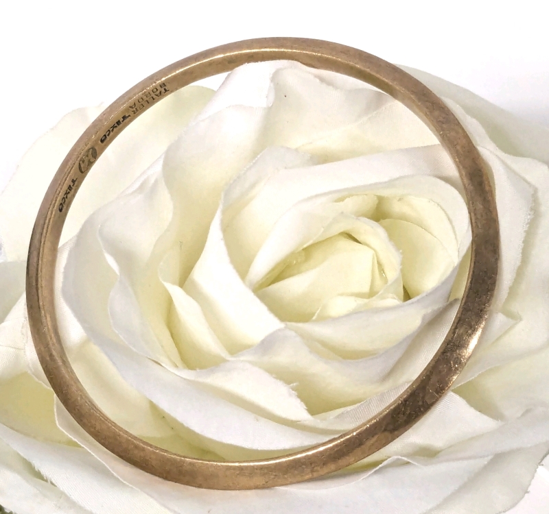 Striking Signed Vintage Hector Aguilar Taller Borda Mexico TEXCO Presumed Sterling Silver Bangle - 2.5" Diameter