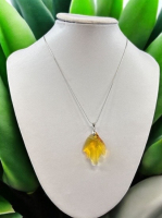 Beautiful Cut Glass Stone Pendant w/ Chain Necklace, Each Marked GP 18K Chain 17 in Pendant Approximately 1.5 in