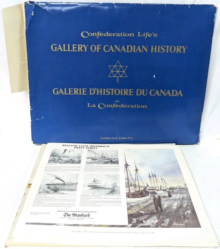 Vintage Confederation Life's : Gallery of Canadian History Portfolio No. 2 With 20+ Prints (20" &times; 16") & The Standard: Welland Canal Historical Print Series (4) : Welland, Port Dalhousie, Port Colborne, Thorold 15.5" &times; 12.5"