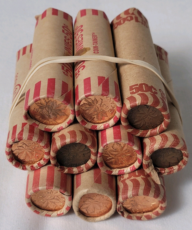 Ten (10) Rolls 1963 Canadian One Cent Pennies