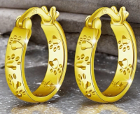 925 Sterling Silver Cat Paw Earrings Elegant & Simple Design Gold over Stamped Approximately .75 in drop