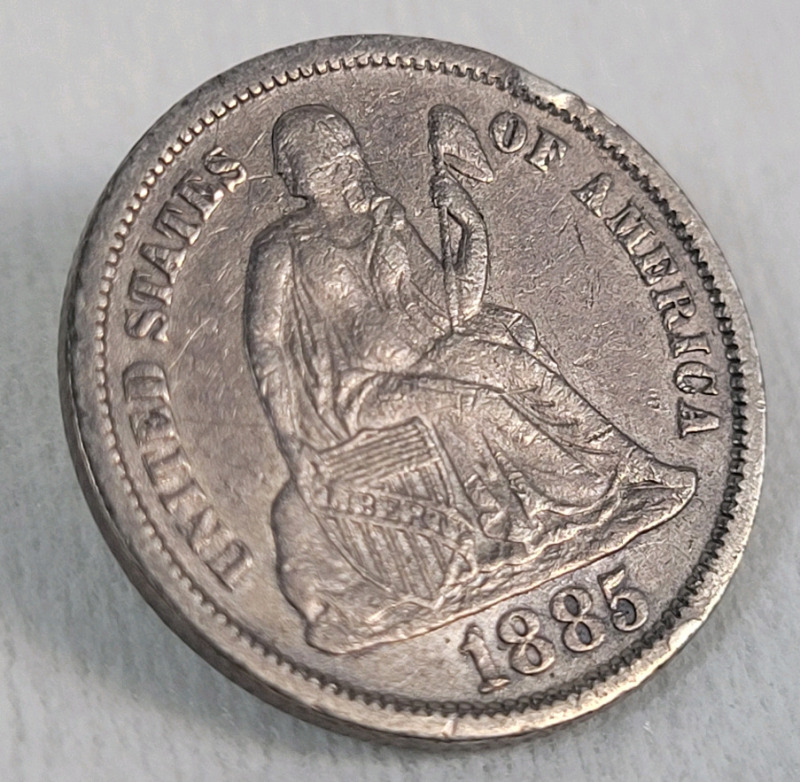 1885 USA Silver Seated Liberty 10 Cent Dime