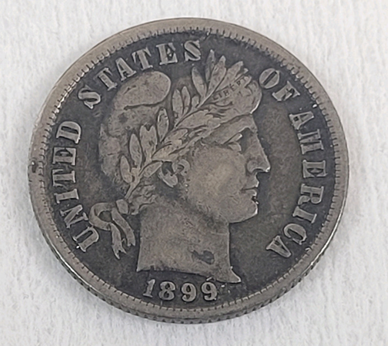 1899 USA Silver Barber 10 Cent Dime