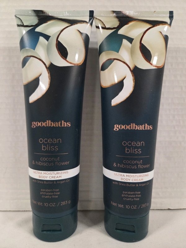 2 New | 283g Bottles of Goodbaths Ocean Bliss Coconut & Hibiscus Flower Ultra Moisturizing Body Cream