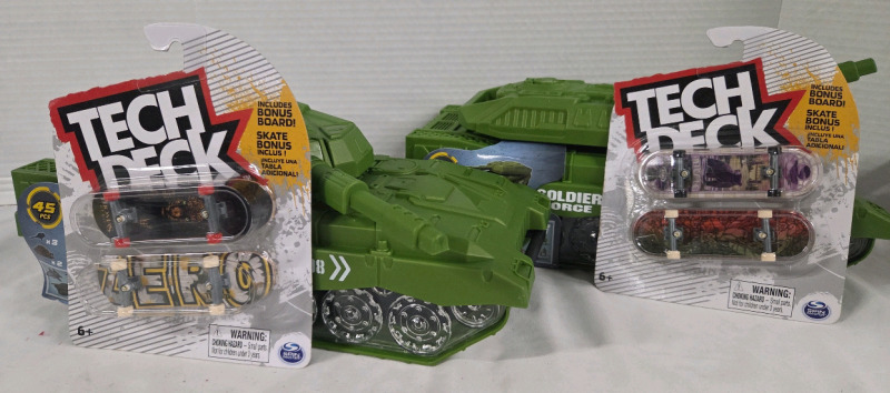 4 New Toys | 2 Soldier Force Tank Soldier Buckets & 2 Packs of TechDecks (4 tech decks ttl)