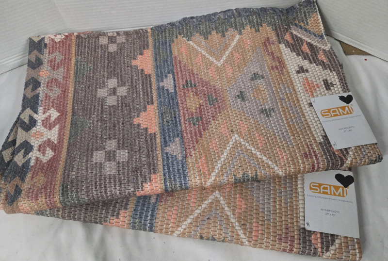 2 New | Sami Woven Red Aztec Rugs | Ea. Measure 27" x 45"