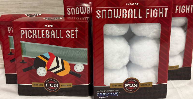 5 New Mini Pickleball Set & Indoor Snowball Fight| Each Box Measures 7"