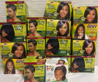 18 New Assorted Hair Relaxer Kit | Includes 7 African Pride Olive Miracle Deep Conditioning Anti Breakage No Lye Relaxer| 9 ORS Hair Relaxer Kit| One Just for me Relaxer Kit for Children| Best By12/2025