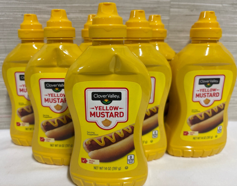 8 New 397g Bottles of Clover Valley Gluten Free Yellow Mustard | BB: 07/22/26