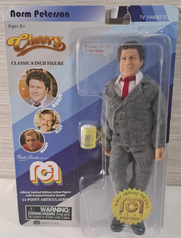 New Mego Corp Cheers Classic 8" Norm Peterson Figure