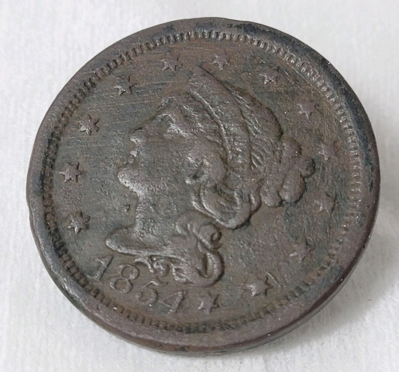 1854 USA Large One Cent Penny