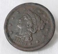 1854 USA Large One Cent Penny