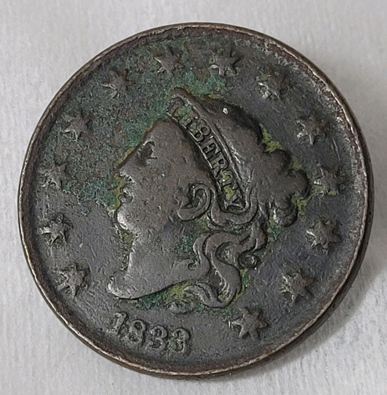 1833 USA Coronet Liberty Head Large One Cent Penny