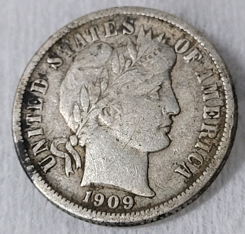 1909-O USA Silver " Barber " 10-Cent Dime