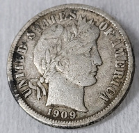 1909-O USA Silver " Barber " 10-Cent Dime